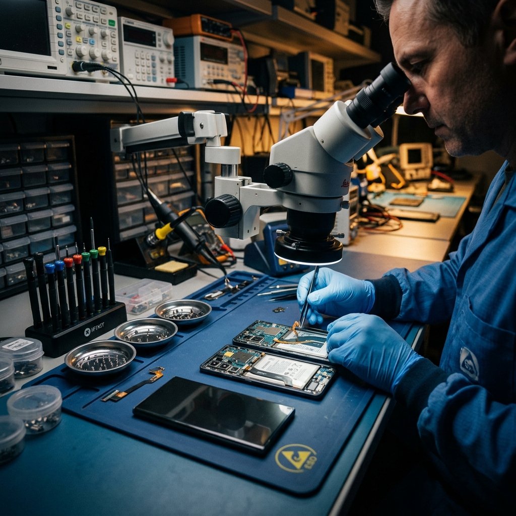 High-tech precision electronics repair laboratory